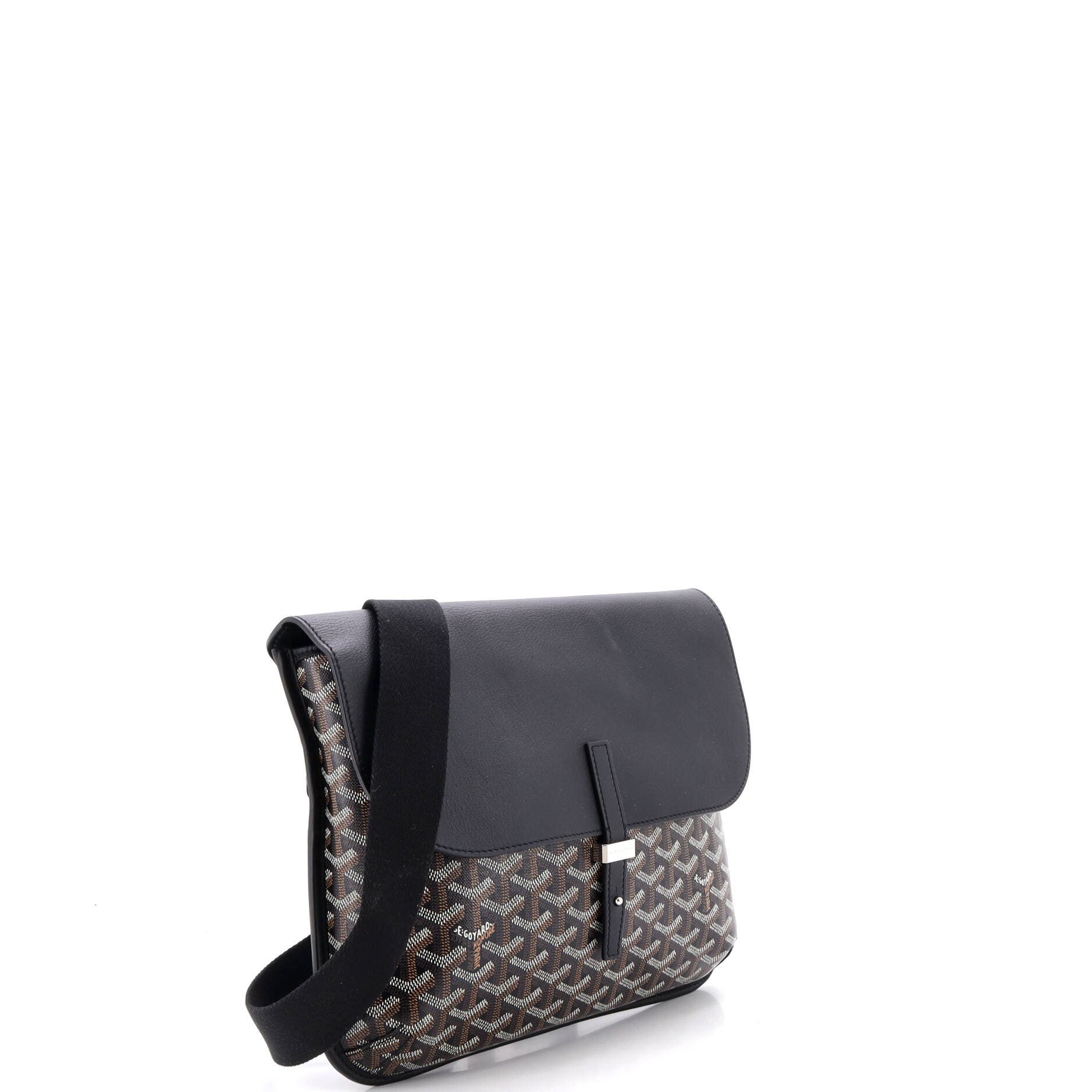 Coursier Messenger Bag Coated Canvas and Leather, Alternate, color, Black