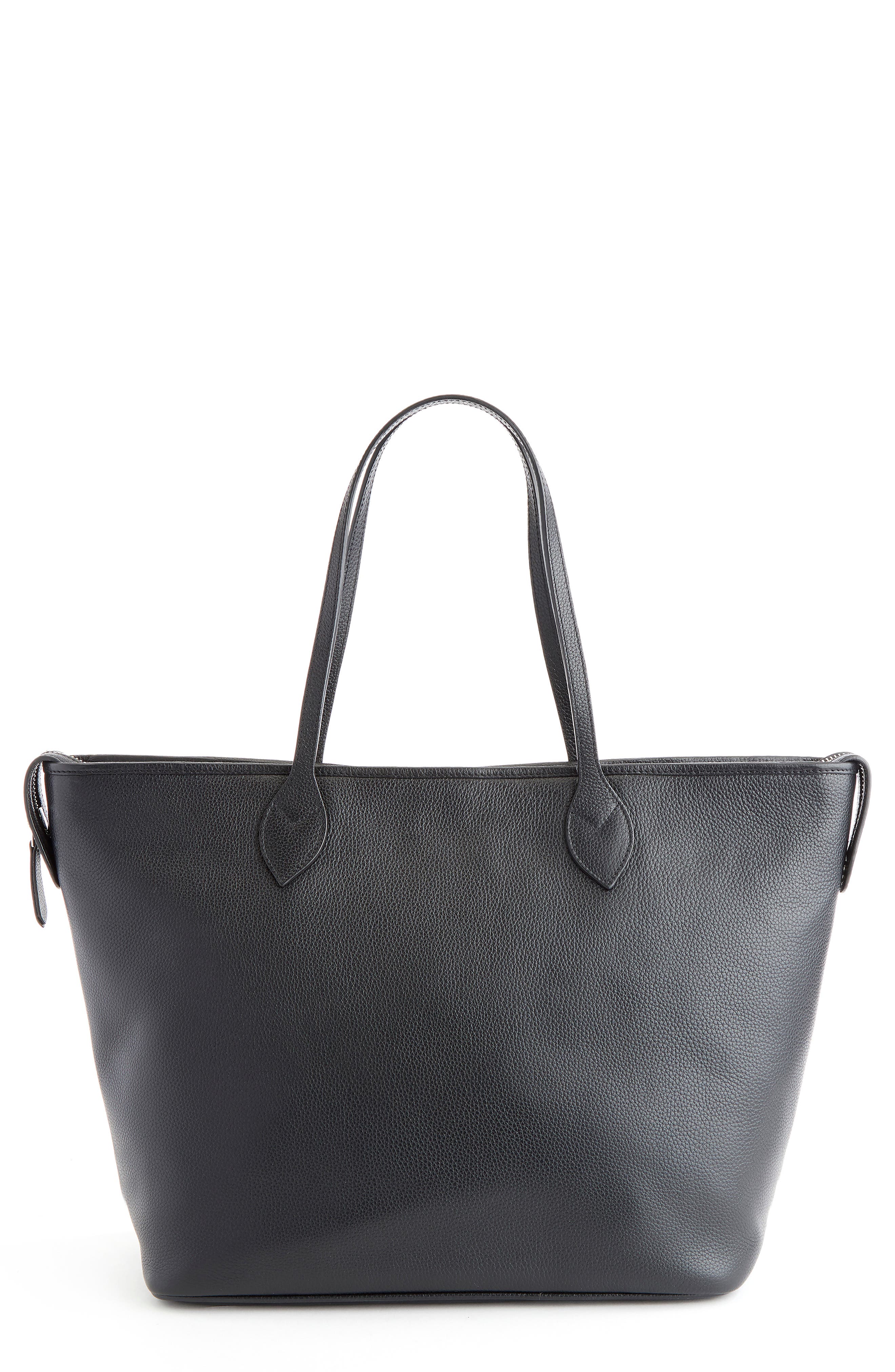 ROYCE New York Personalized Leather Tote with Wristlet, Alternate, color, Black- Deboss