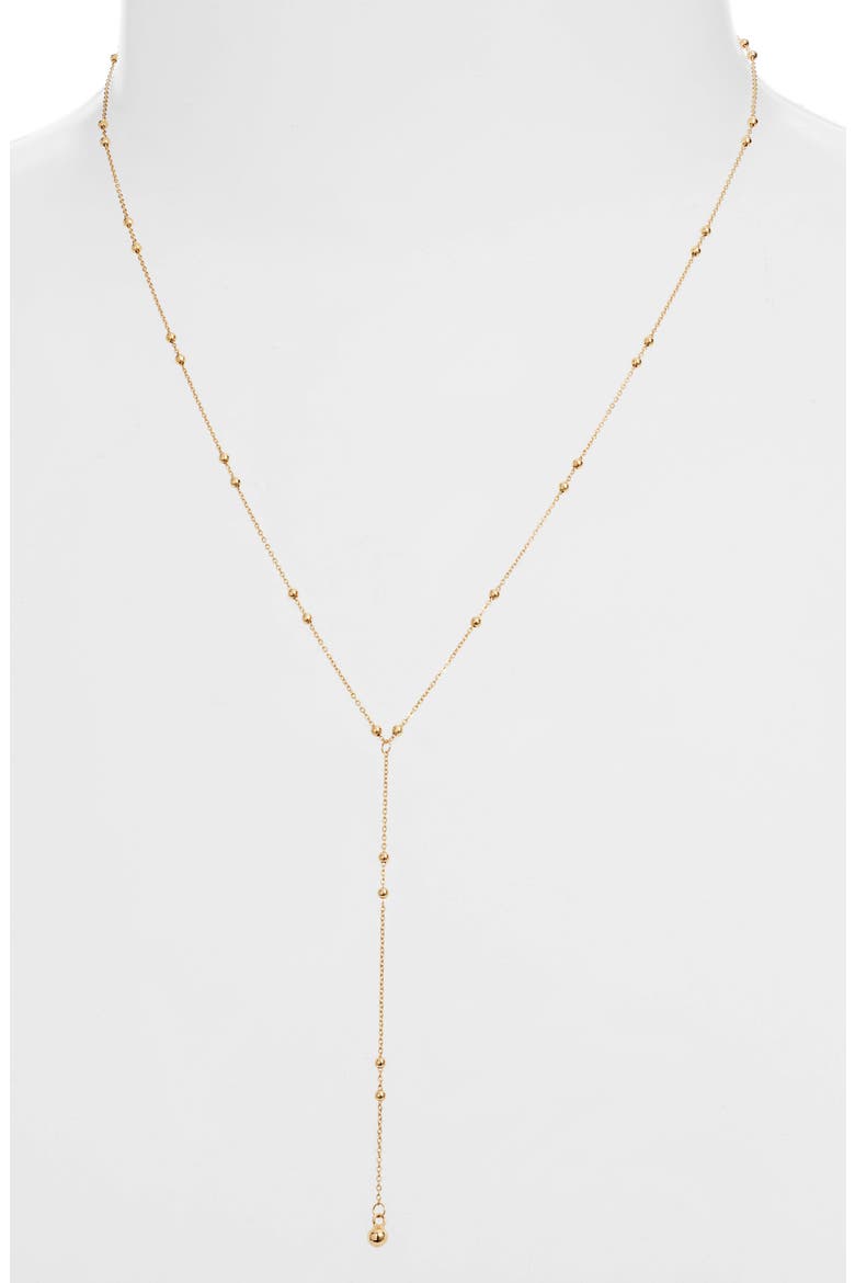 14K Gold Beaded Y-Necklace   (Nordstrom Exclusive), Alternate, color, YELLOW GOLD
