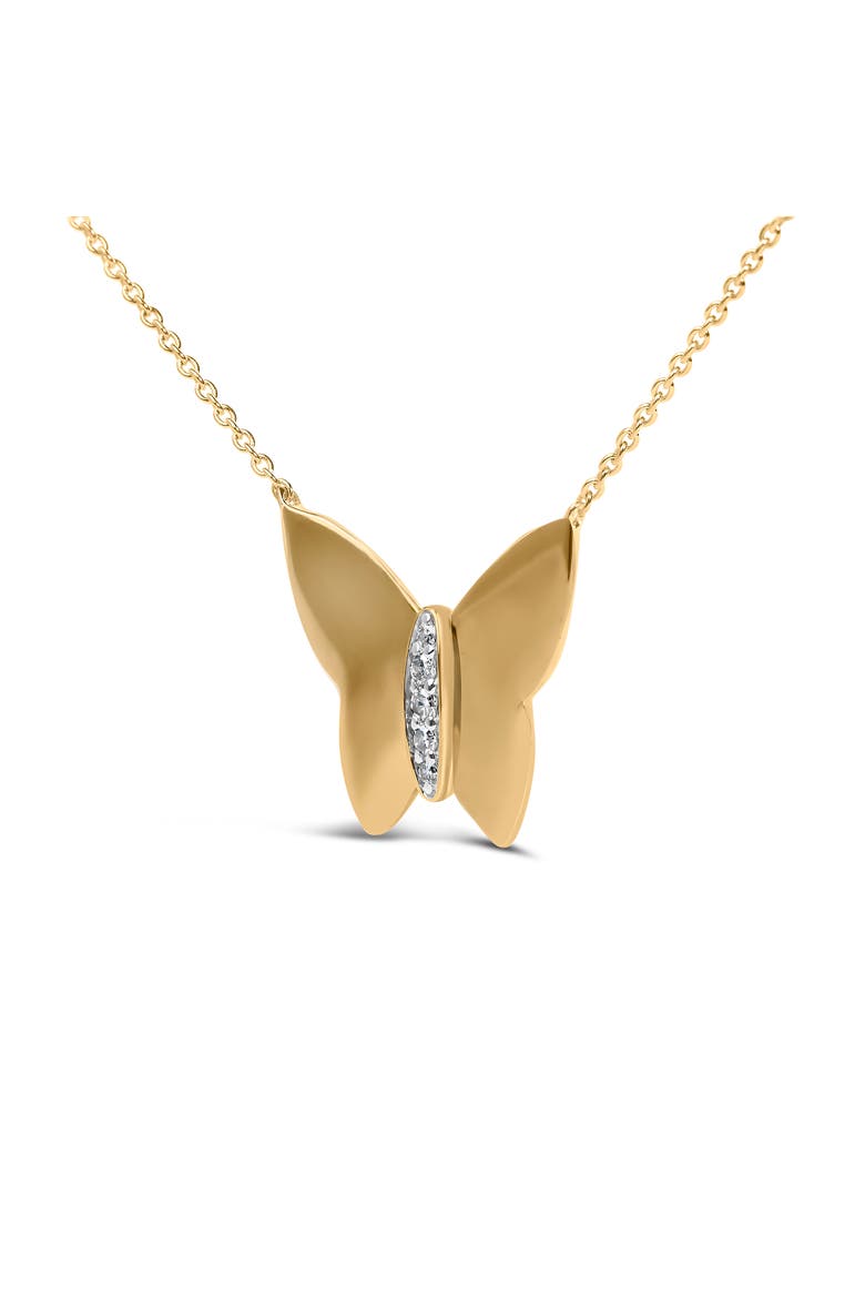 Gold Vermeil Diamond Accent Butterfly Pendant Necklace, Alternate, color, Silver