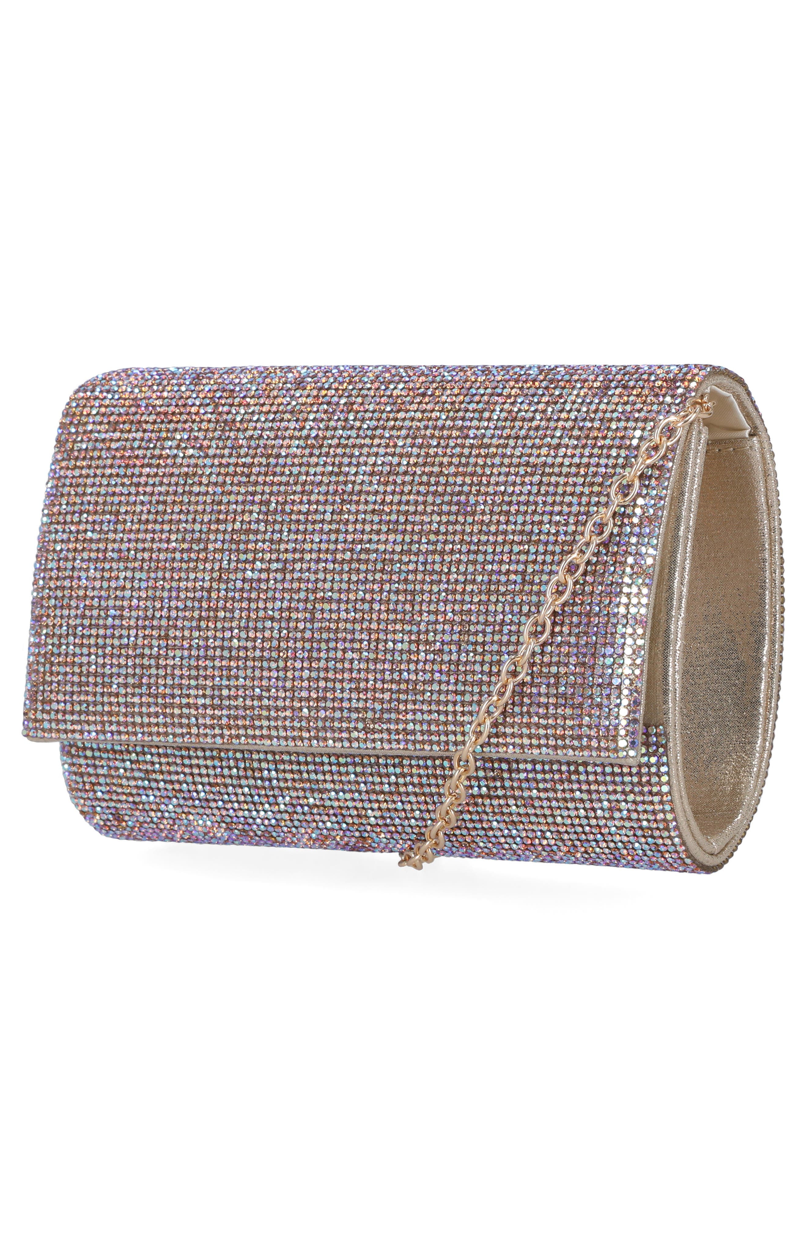 Alexis Rhinestone Crossbody Clutch, Alternate, color, HONEY