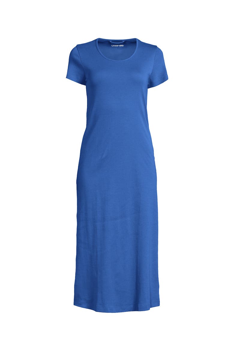 Cotton Short Sleeve Midcalf Nightgown, Alternate, color, Muted Cobalt Blue
