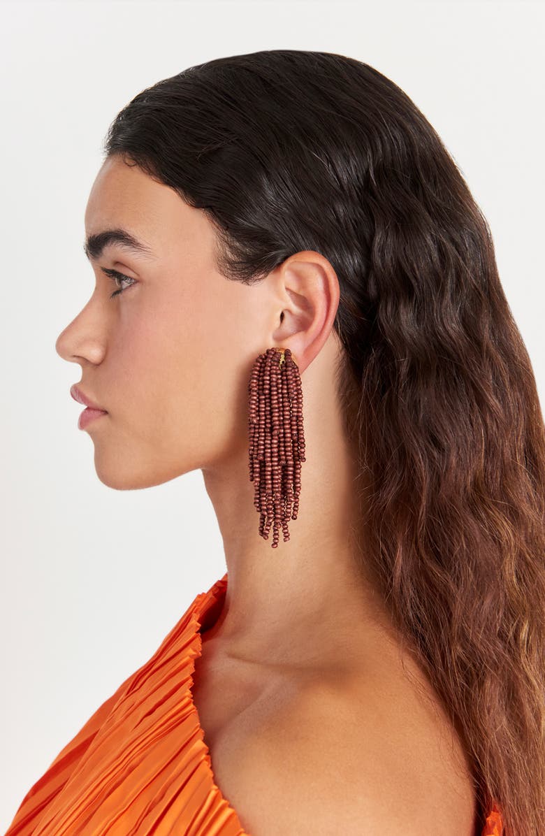 Cult Gaia Susa Beaded Fringe Drop Earrings, Alternate, color,