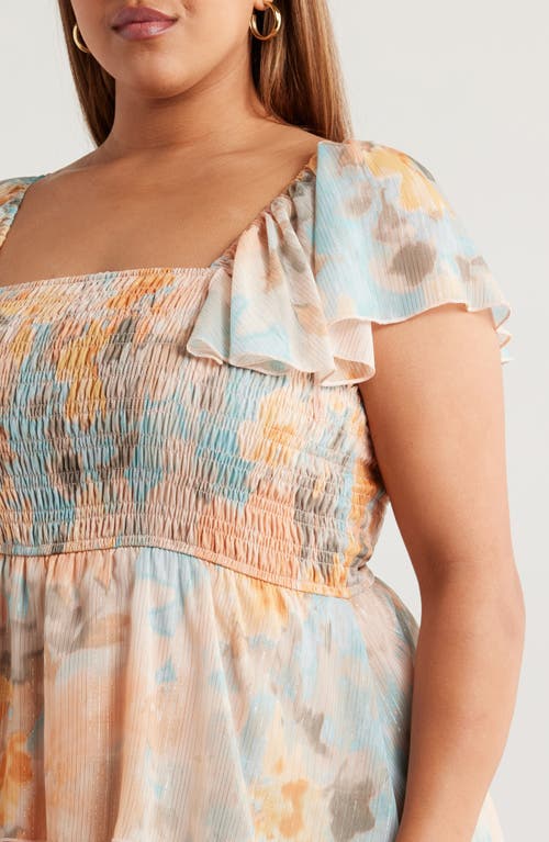 Socialite Smocked Bodice Metallic Tiered Maxi Dress