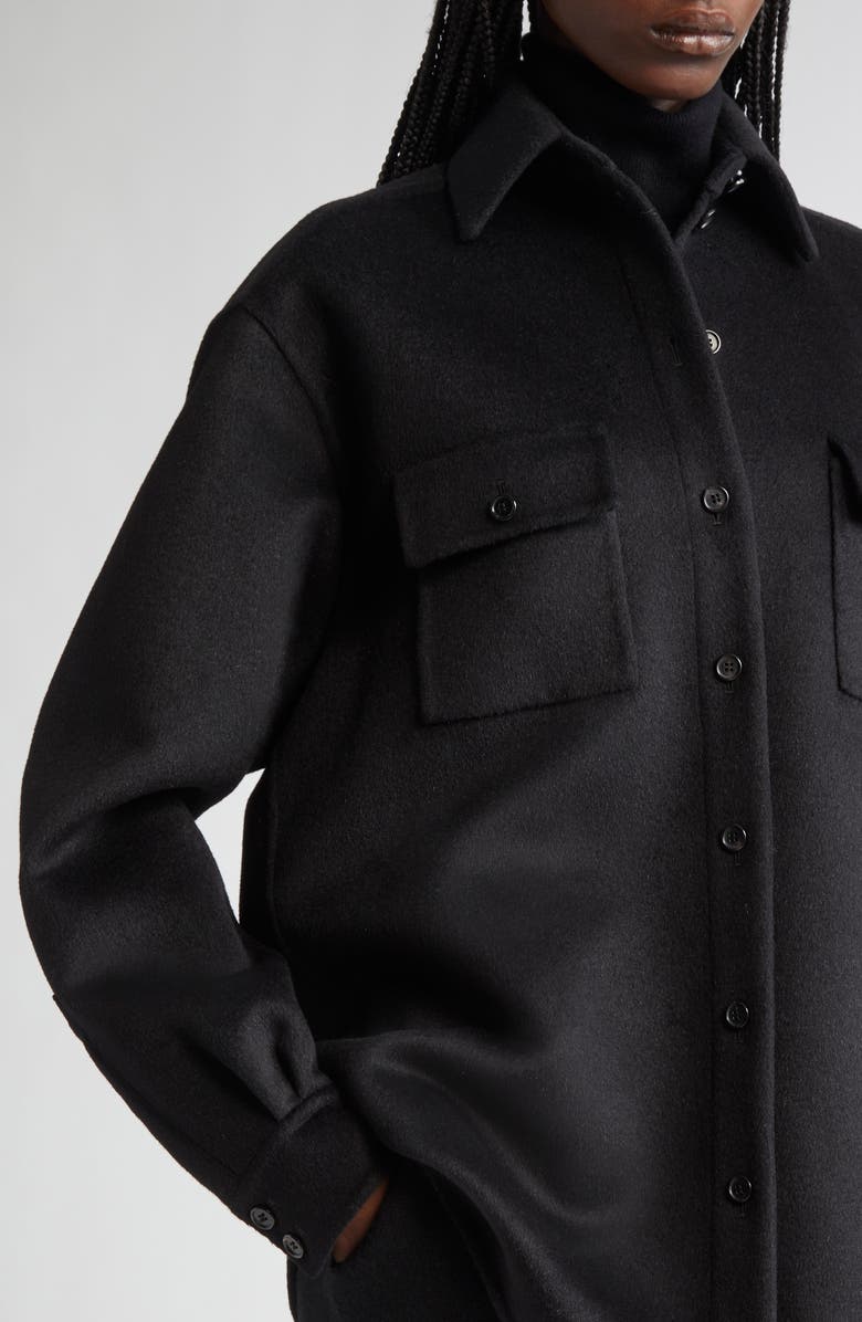 Michael Kors Collection CPO Virgin Wool Shirt Jacket, Alternate, color, Black