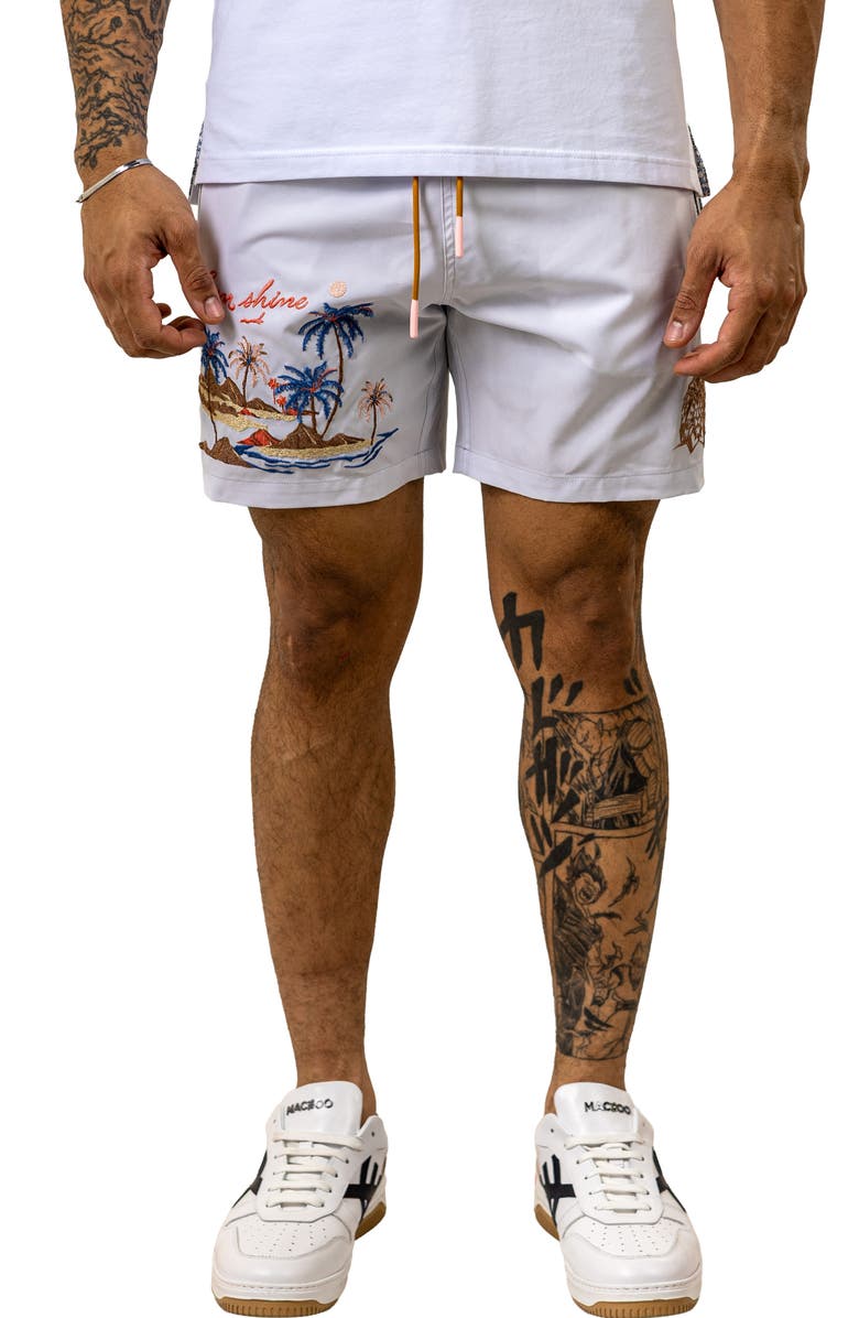 Maceoo Swim Marthyr Print Swim Trunks, Alternate, color, White