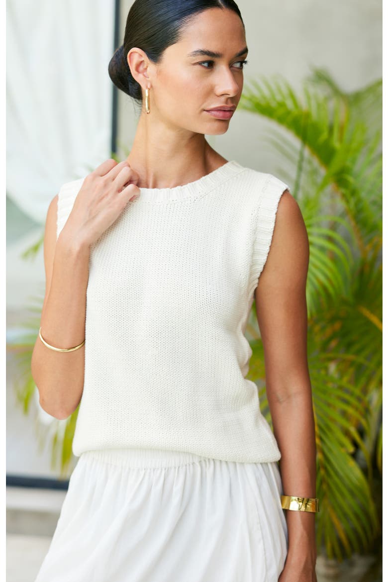 Helena Cotton Sweater Tank, Alternate, color, Oat Milk