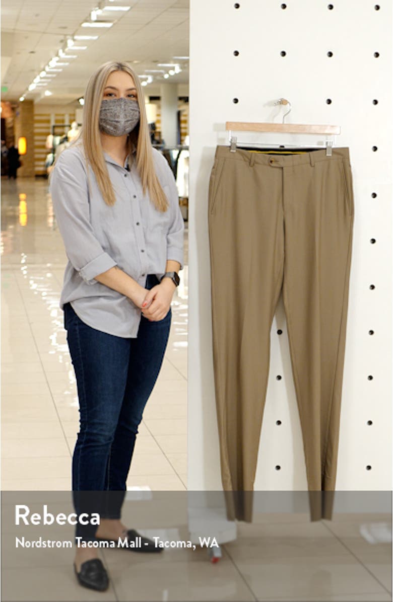 Hickey Freeman B Series Honeyway Flat Front Wool Dress Pants, sales video thumbnail