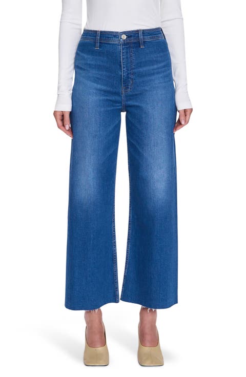 Penny Wide Leg Raw Hem Crop Jeans (Rooftop)