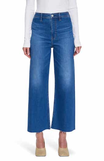 Penny Wide Leg Raw Hem Crop Jeans