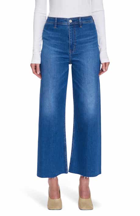 Penny Wide Leg Raw Hem Crop Jeans