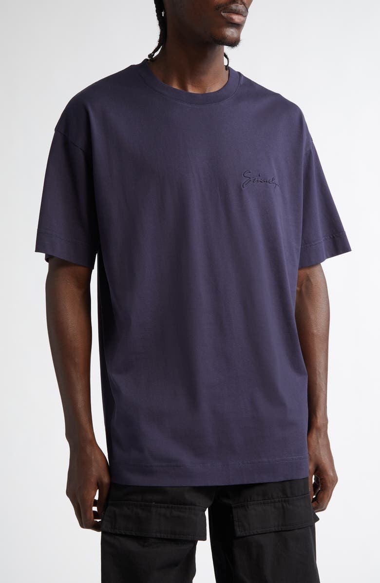 Givenchy Logo Embroidered T-Shirt, Main, color, Dark Blue