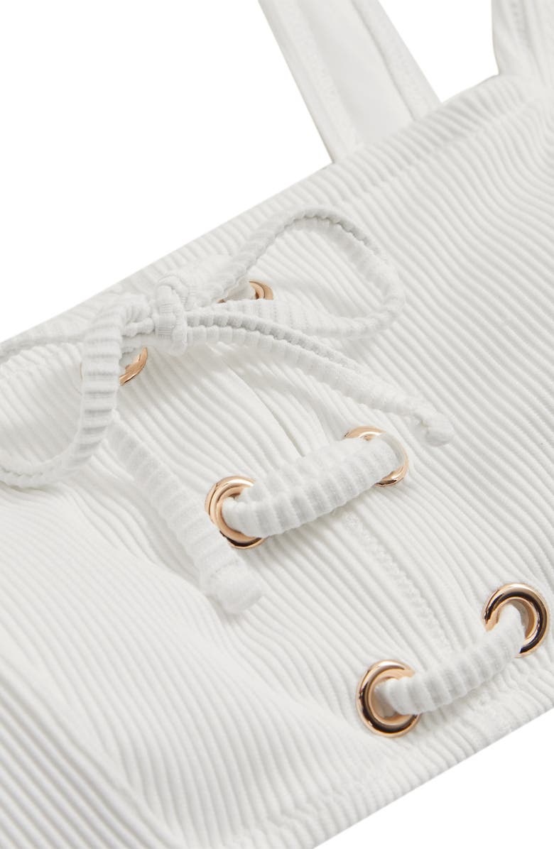 Reiss Dee Rib Bikini Top, Alternate, color, White