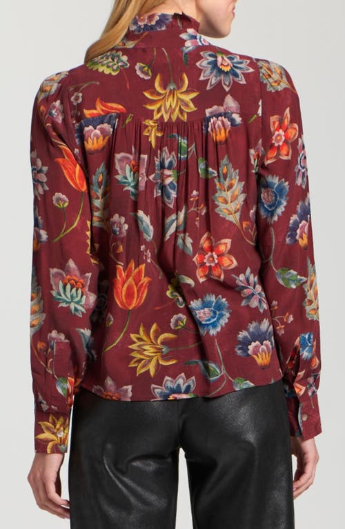 Apny Ruffle Half-placket Shirt In Multi