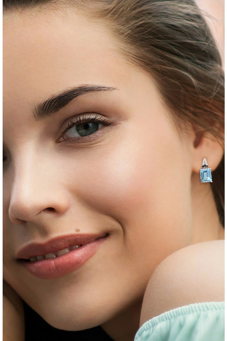 Emerald-Cut Sky Blue Topaz Stud Earrings, Alternate, color, BLUE