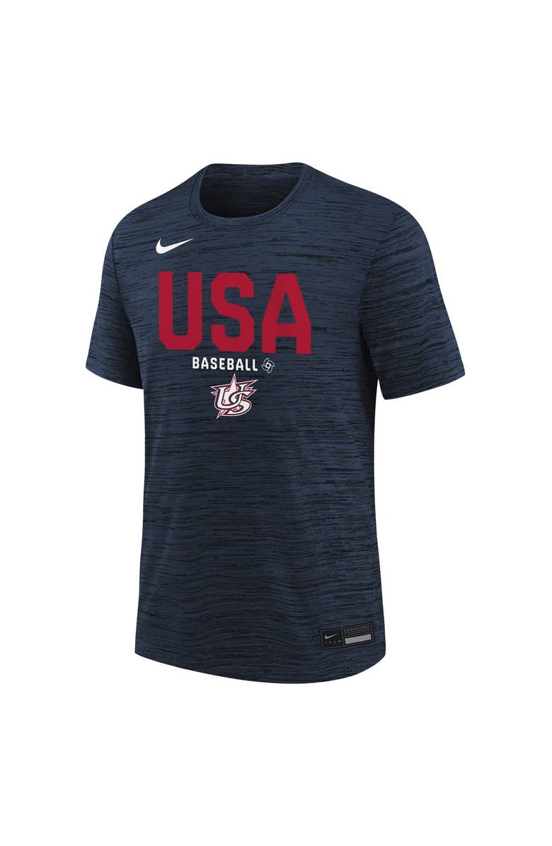 Nike Youth Nike  Navy USA Baseball 2026 World Baseball Classic Authentic Collection Velocity Dri-FIT T-Shirt, Alternate, color, 