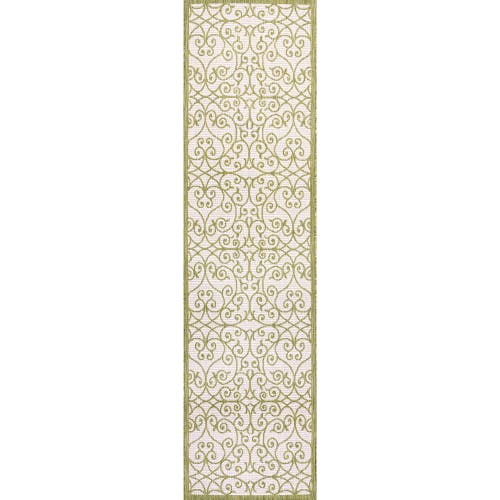 Jonathan Y Madrid Vintage Filigree Textured Weave Indoor/outdoor Area Rug In Green/cream