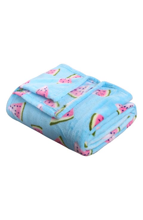 Watermelon Print Plush Throw Blanket