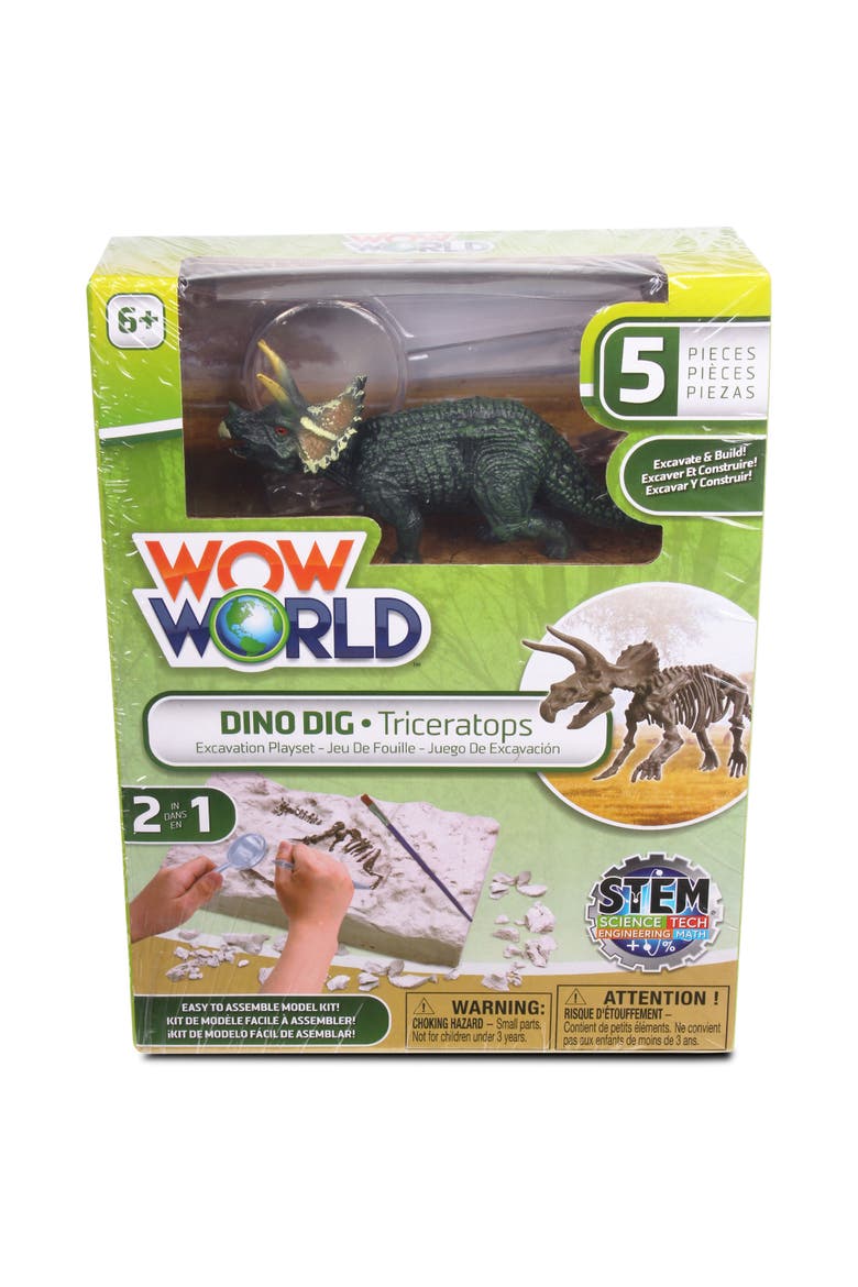 Dino Dig Triceratops Skeleton Excavation Kit, Main, color, Multicolored