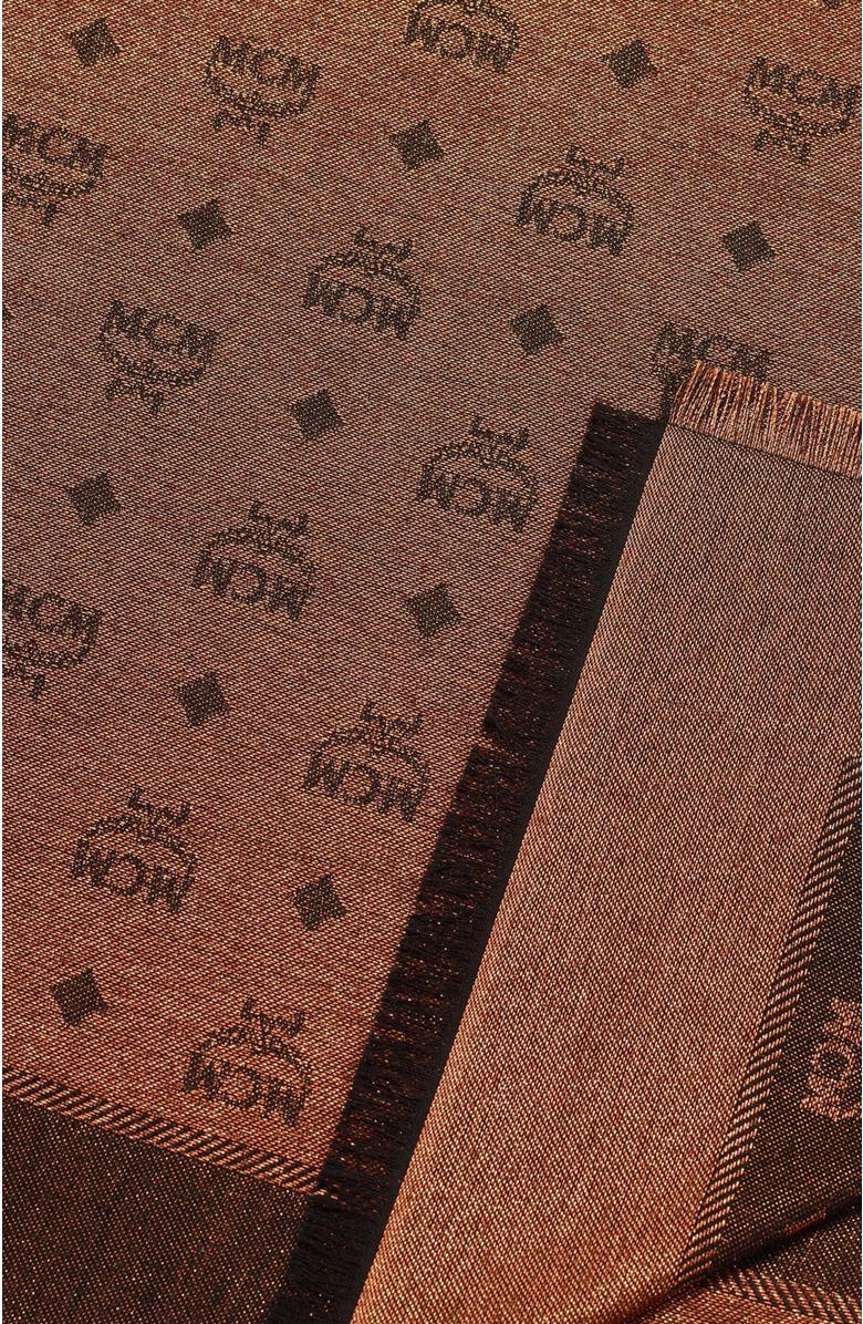 MCM Monogram Shawl in Wool-Silk Jacquard, Alternate, color, Mars Gold
