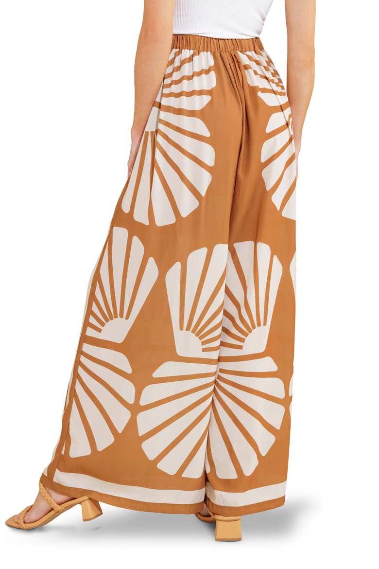 Printed Kimono & Wide Leg Pants Set, Alternate, color, BROWN/ IVORY