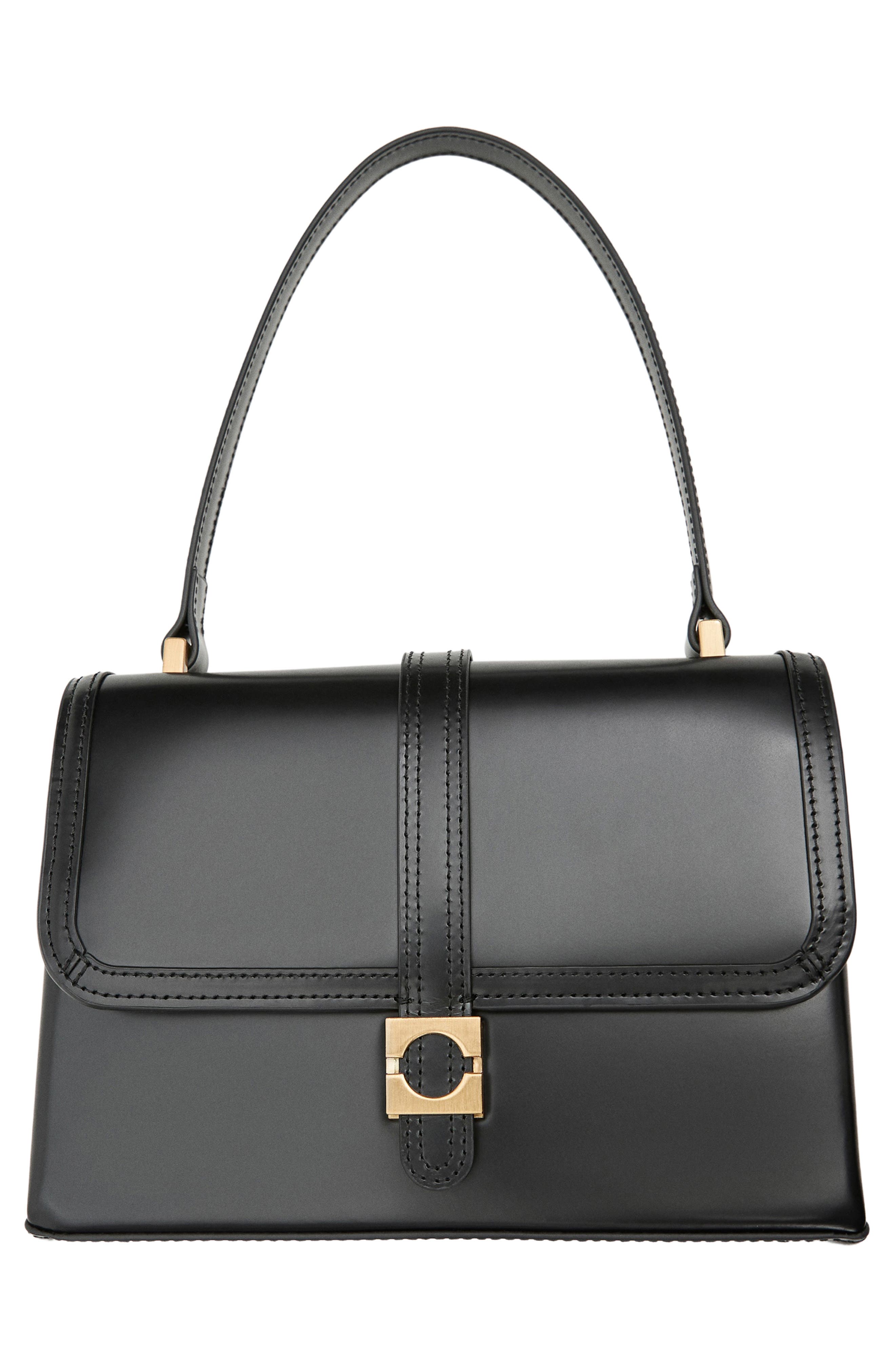MANGO Leather Top Handle Bag, Alternate, color, 