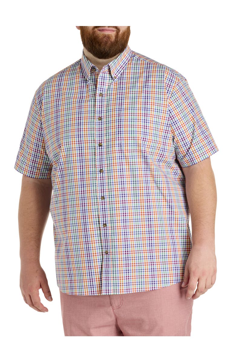 Harbor Bay by DXL Big & Tall Easy-Care Multi Check Sport Shirt, Main, color, Multi