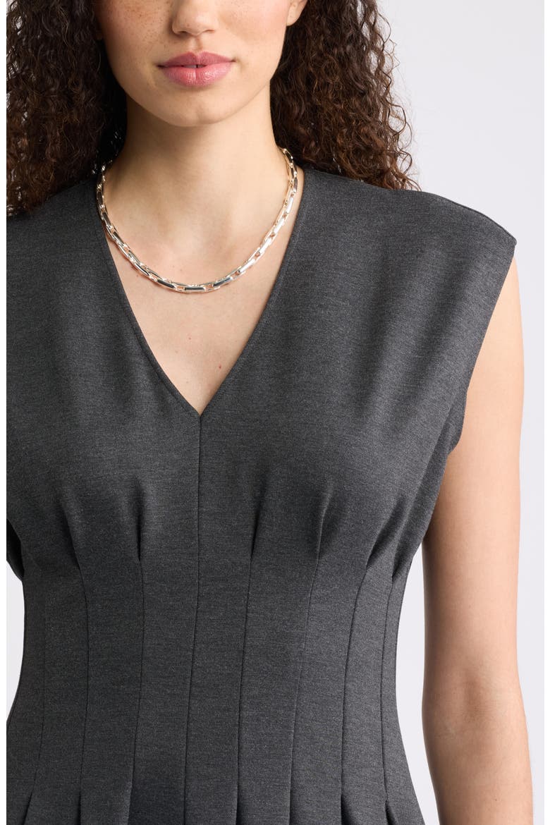 Seamed Ponte V-Neck Dress, Alternate, color, GREY DARK HEATHER