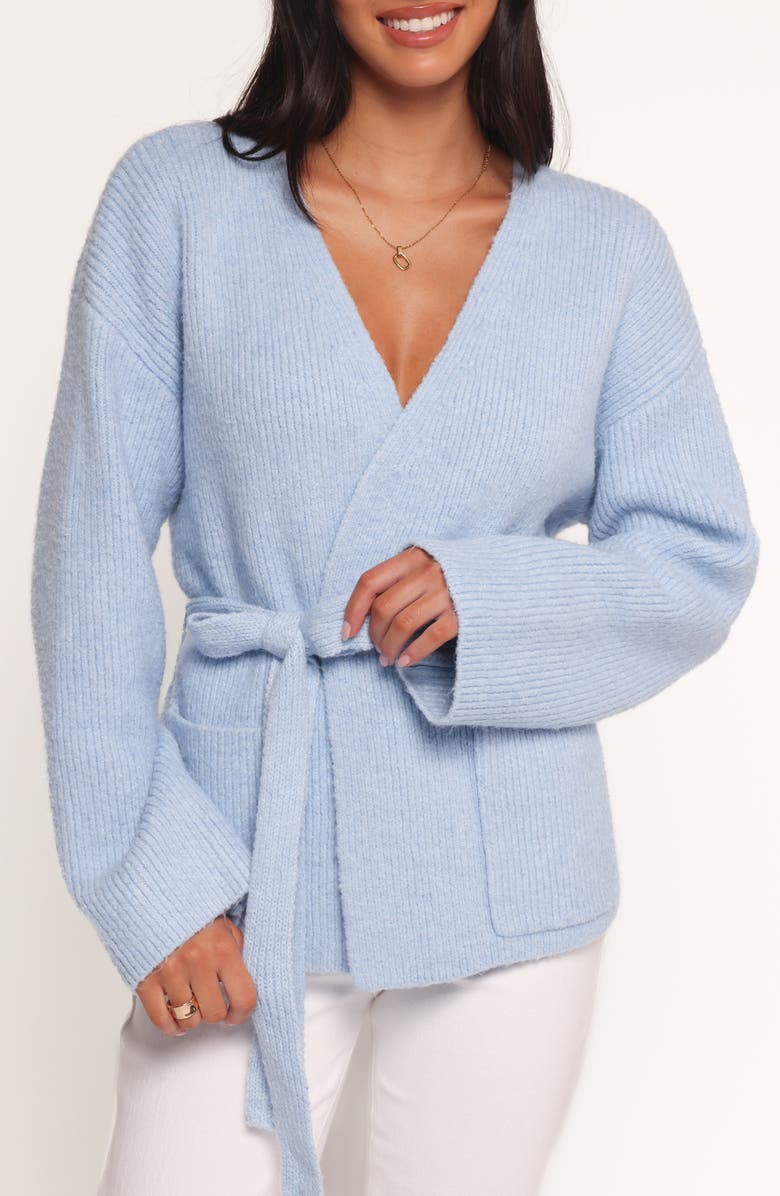 Petal & Pup Mika Rib Wrap Cardigan, Main, color, Blue