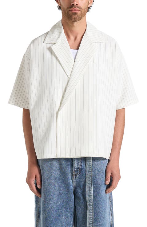 Abel Boxy Pinstripe Double Breasted Shirt