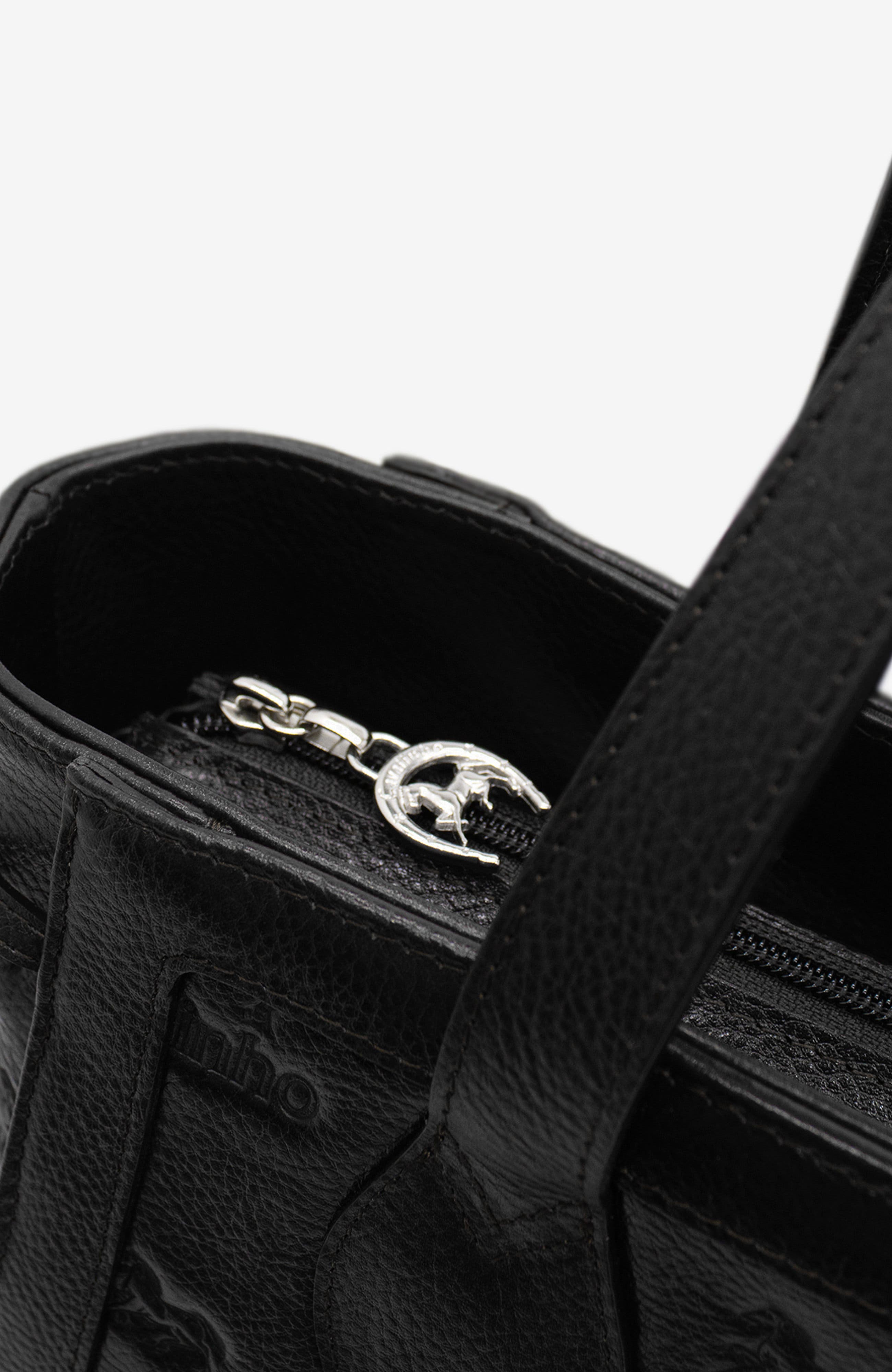 Cavalo Lusitano 410 Embossed Leather Tote Bag, Alternate, color, Black