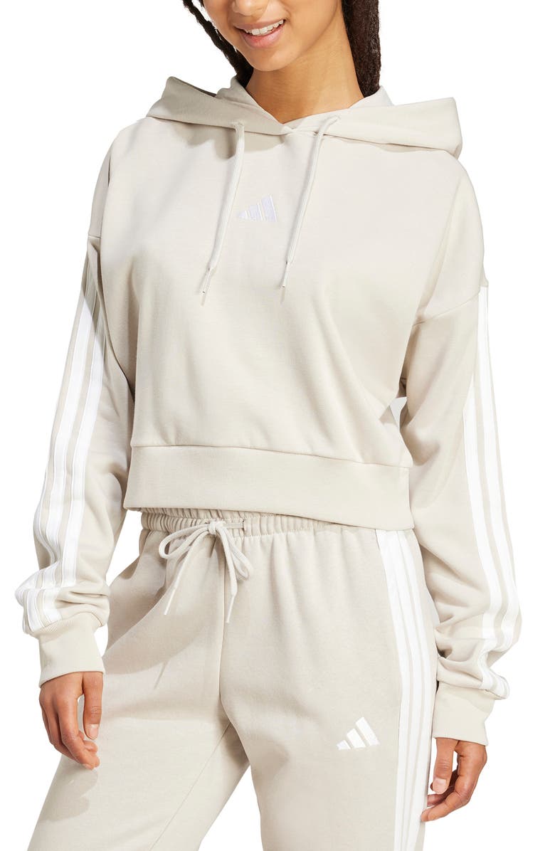 adidas 3-Stripe Crop Hoodie, Main, color, 