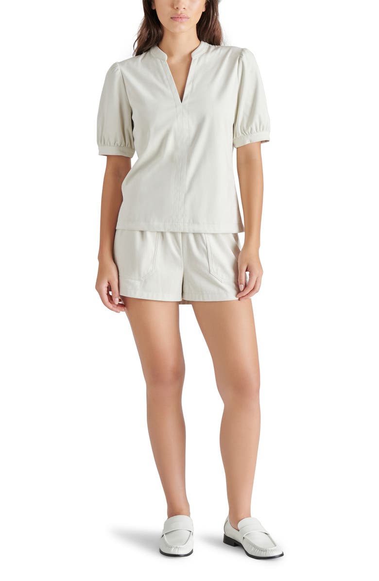 Steve Madden Jane Puff Shoulder Faux Suede Top, Alternate, color,