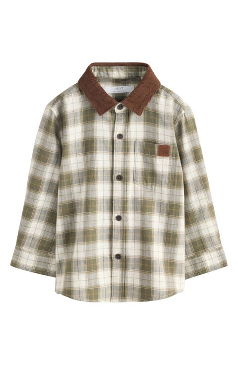 Kids' Check Cotton Flannel Button-Up Shirt