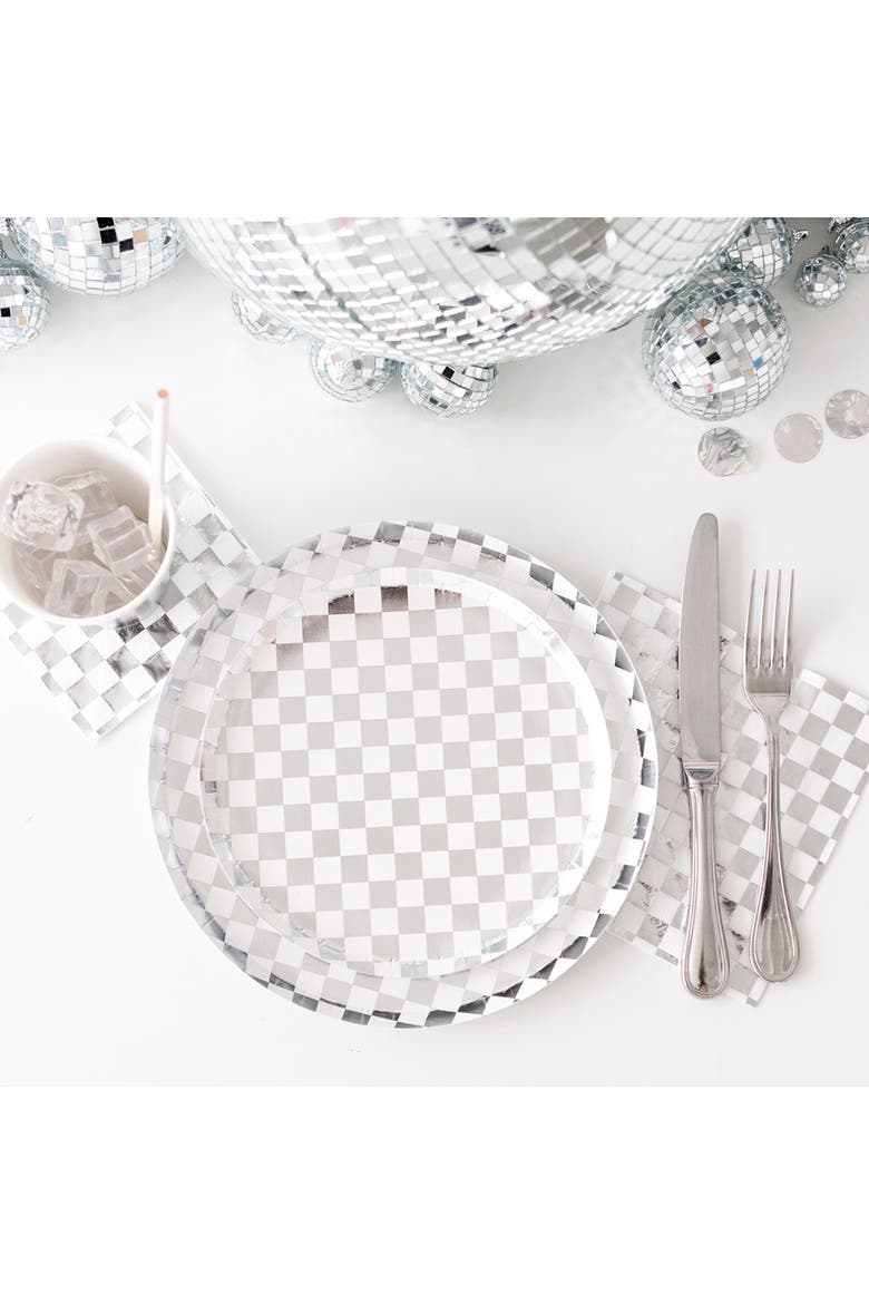Checkered Dessert Plates, Alternate, color, Dazzling Diamond