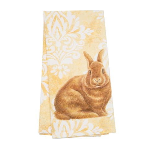 Damask Yellow Bunny Cotton Kitchen Towel