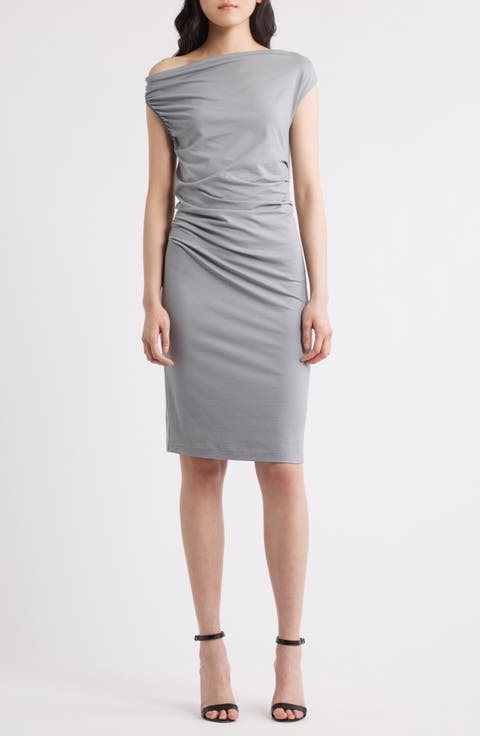 Enila Pleated Stretch Recycled Cotton Blend Dress