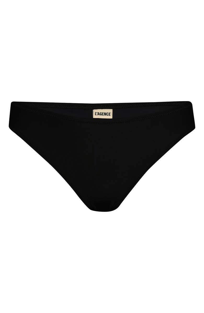 L'AGENCE Nicole Shine Classic Bikini Bottoms, Alternate, color, Black
