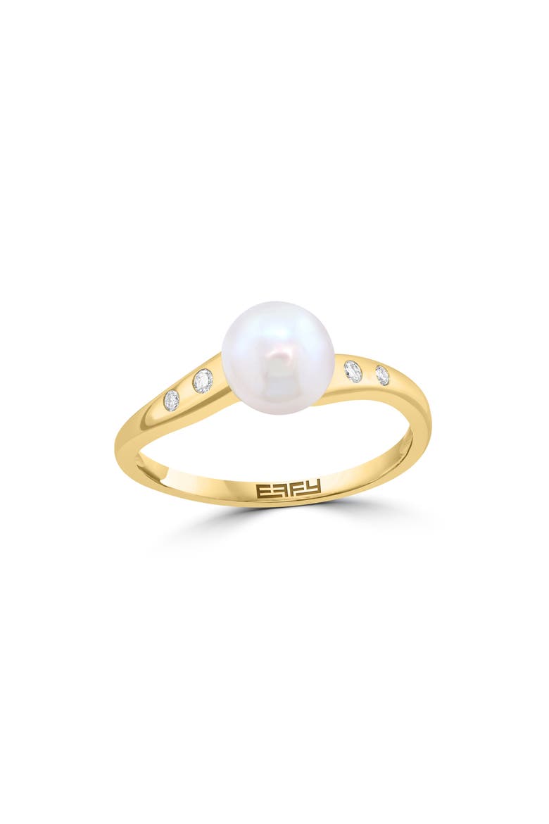 Freshwater Pearl & Diamond Ring, Main, color, WHITE