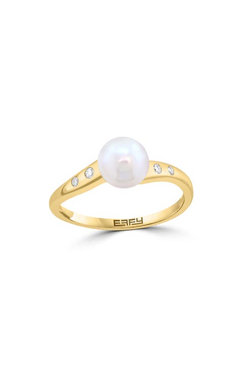 Freshwater Pearl & Diamond Ring