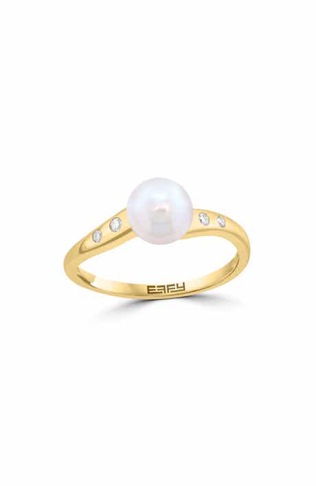 Freshwater Pearl & Diamond Ring