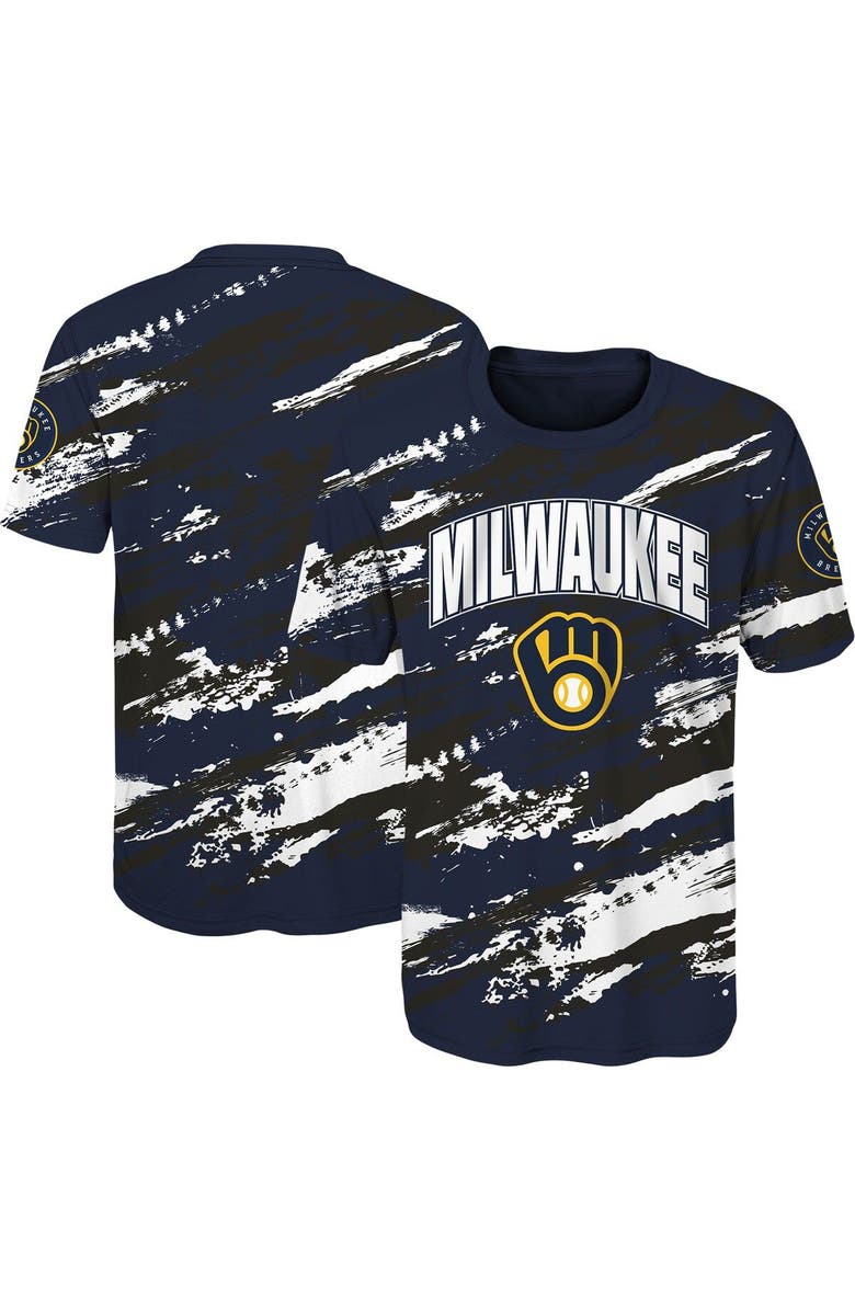 Outerstuff Youth Navy Milwaukee Brewers Stealing Home T-Shirt, Alternate, color, 