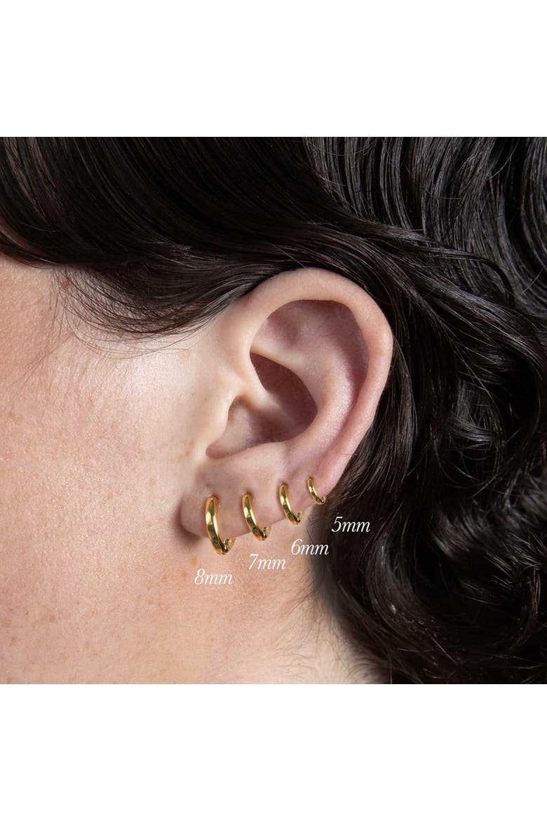 Gold Six Mm Huggie Hoop Earring, Alternate, color, Gold