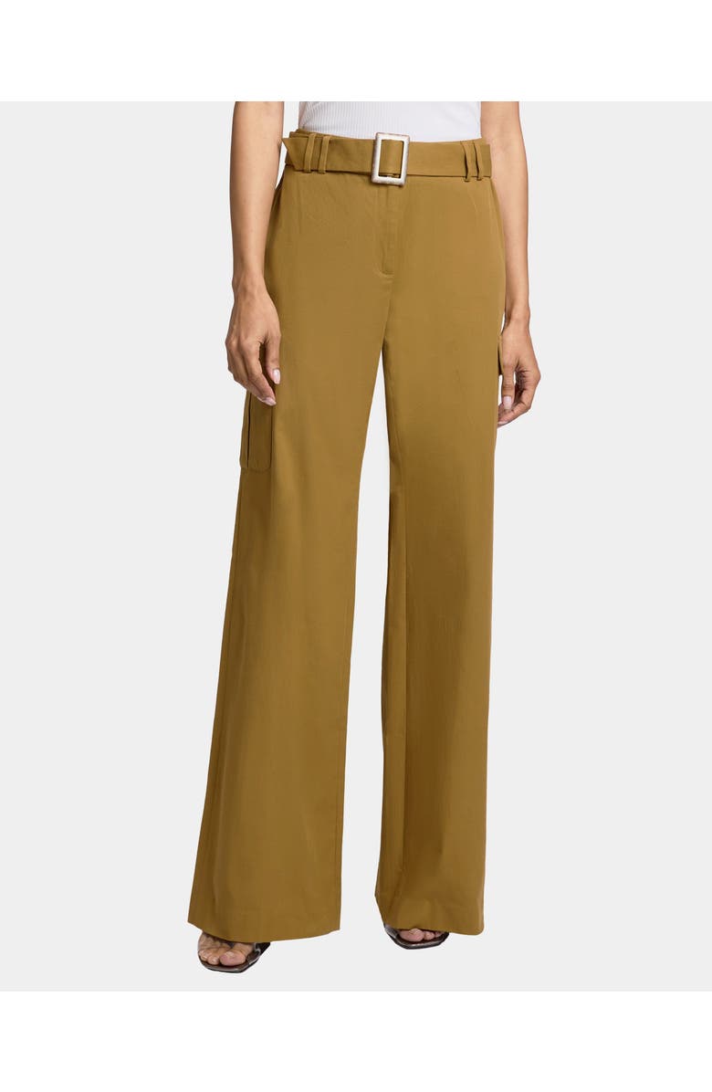 Santorelli MACY Wide Leg Cargo Pants with Side Patch Pockets and Buckled Belt in Stretch Cotton, Main, color,