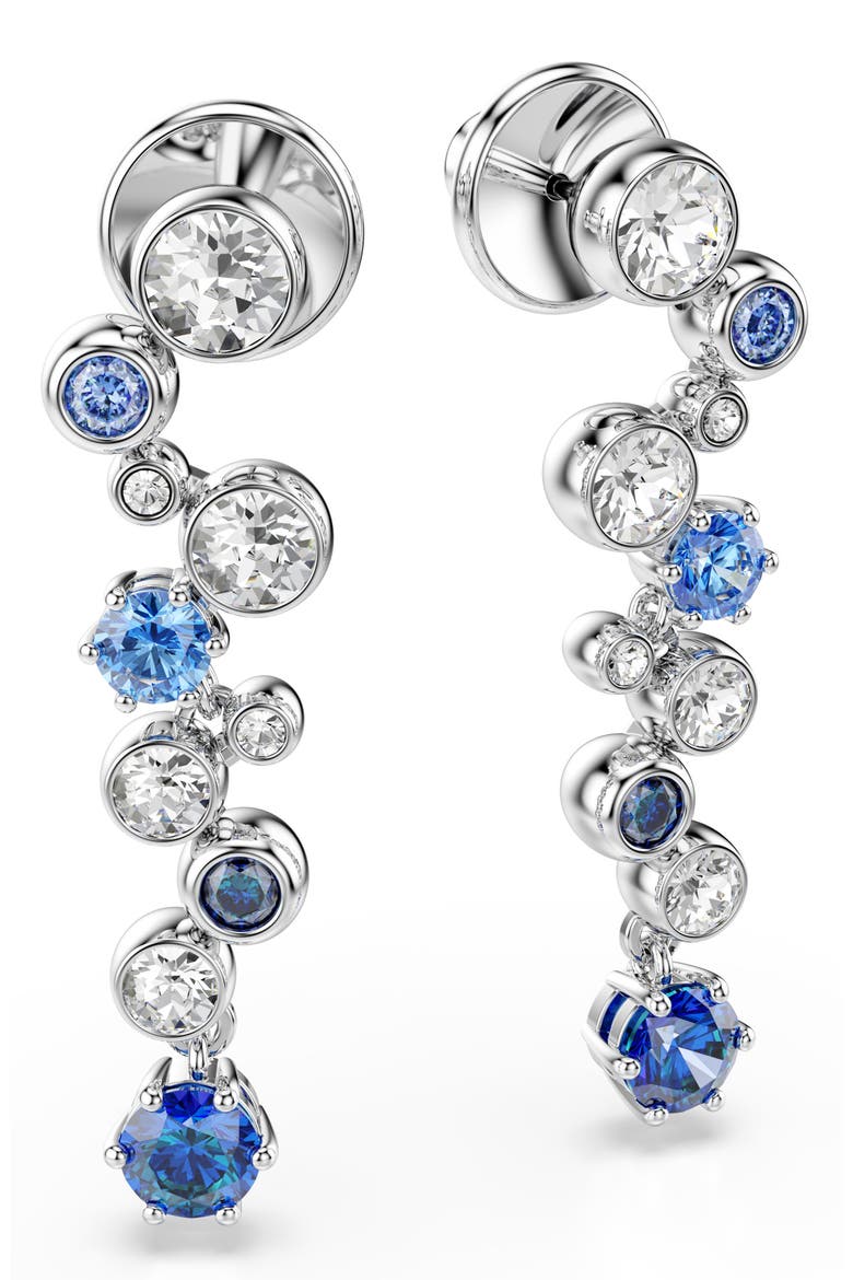 Constella Crystal & Zirconia Drop Earrings, Main, color, SILVER/ BLUE