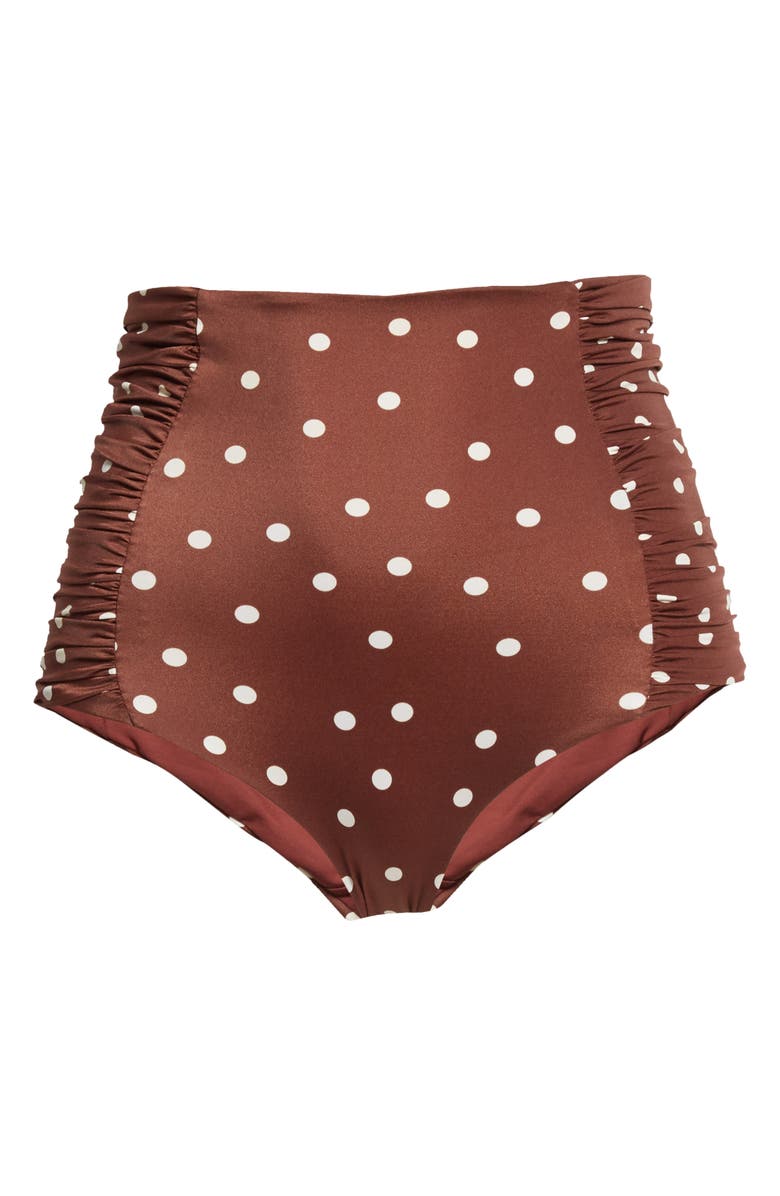 Johanna Ortiz Volcano Dot Ruched High Waist Bikini Bottoms, Alternate, color,