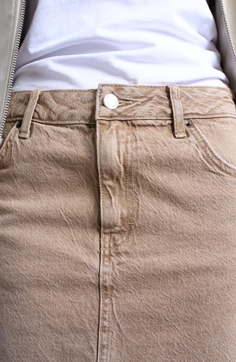 Topshop Denim Miniskirt, Alternate, color, Beige