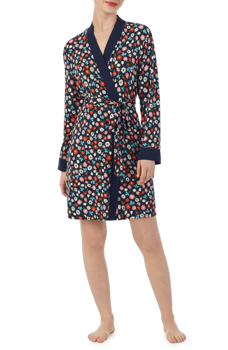Kate Spade New York print short robe, Main, color,