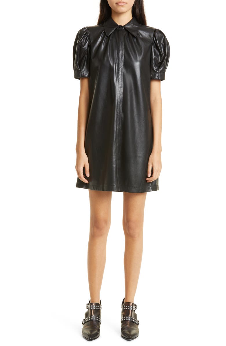 Alice + Olivia Jem Faux Leather Shift Dress, Main, color,