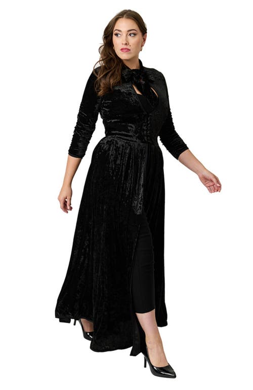 Unique Vintage Three Quarter Sleeved Starlet Duster In Black